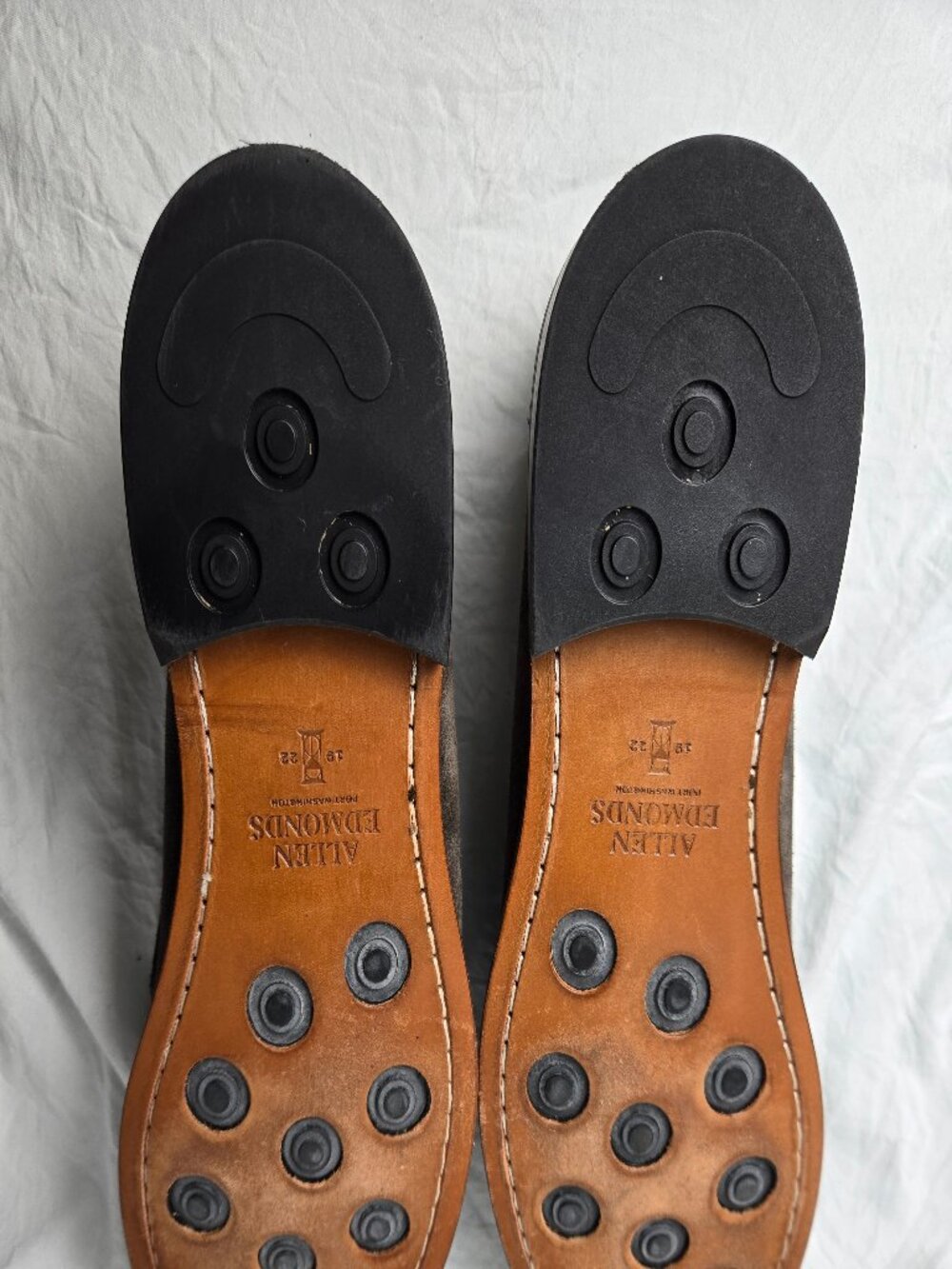 Allen Edmonds Suede Penny Loafers Taupe Gray Brown Men's 9.5 D - Picture 7 of 9